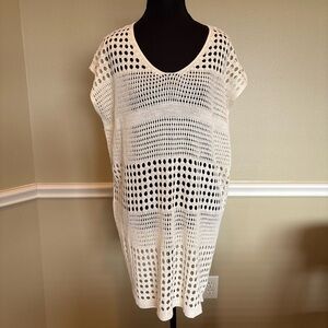Boho Open Knit Crochet Tunic Dress Beach Cover Up